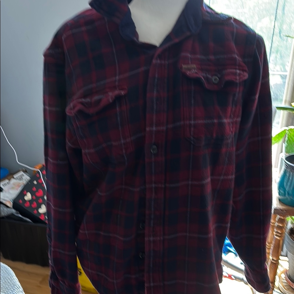 Orvis Red and Black Casual Button Down Shirt
